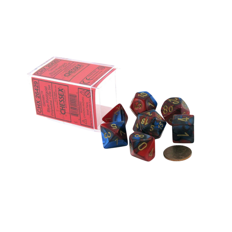 CHX26429 - Chessex 7 Die Set Blue Red/Gold Gemini