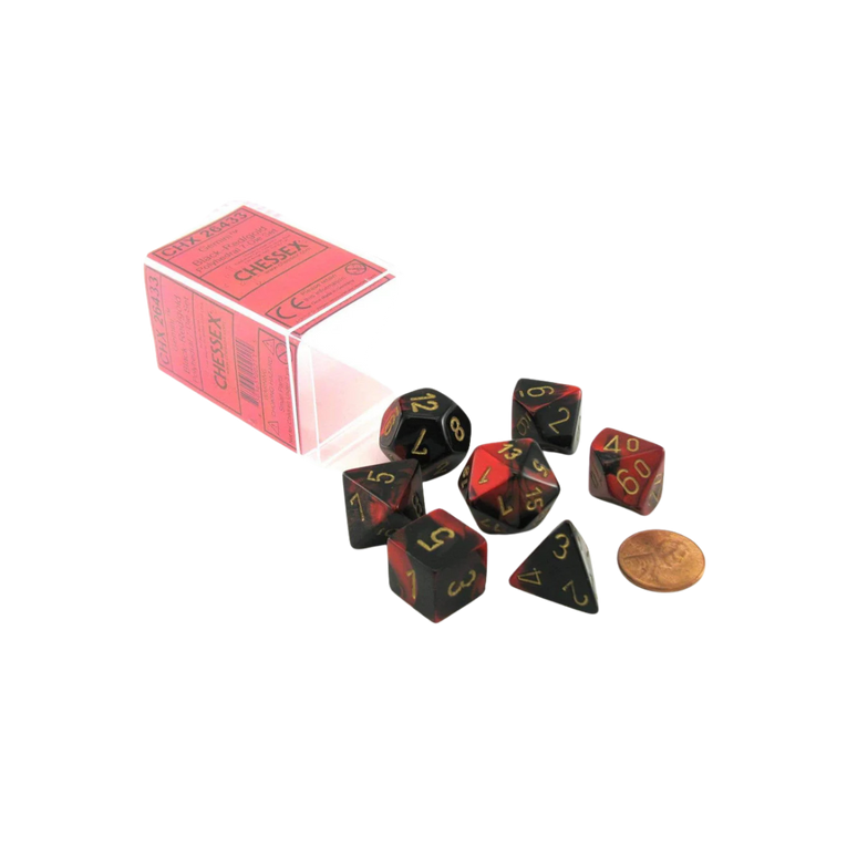 CHX26433 - Chessex 7 Die Set Black Red/Gold Gemini