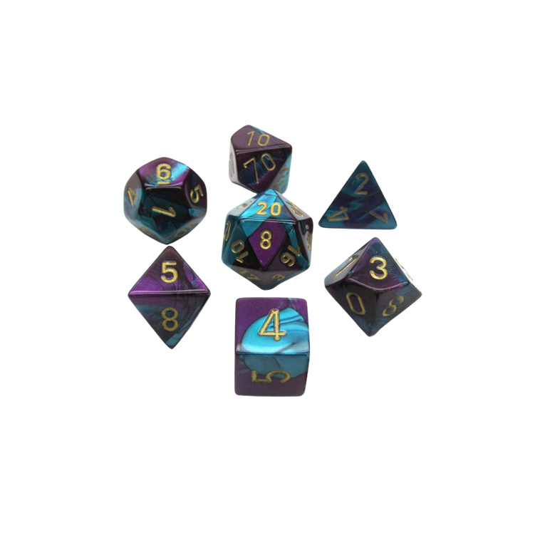 CHX26449 - Chessex 7 Die Set Purple Teal / Gold Die Gemini