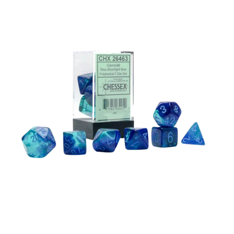 CHX26463 - Chessex 7 Die Set Gemini Blue-Blue / Light Blue
