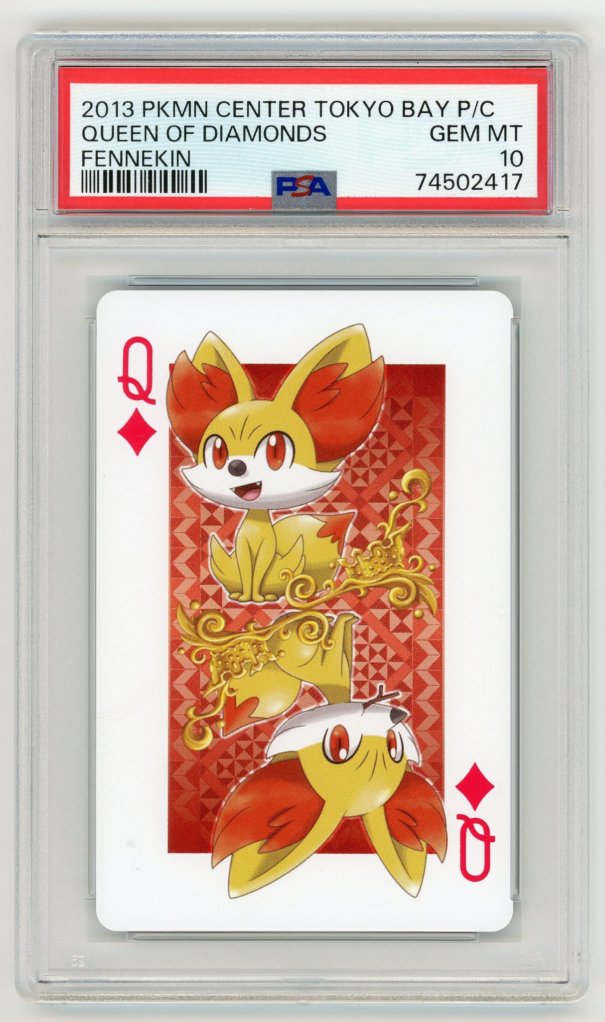 2013 Pokemon Center Tokyo Bay P/C Queen of Diamonds Fennekin PSA 10