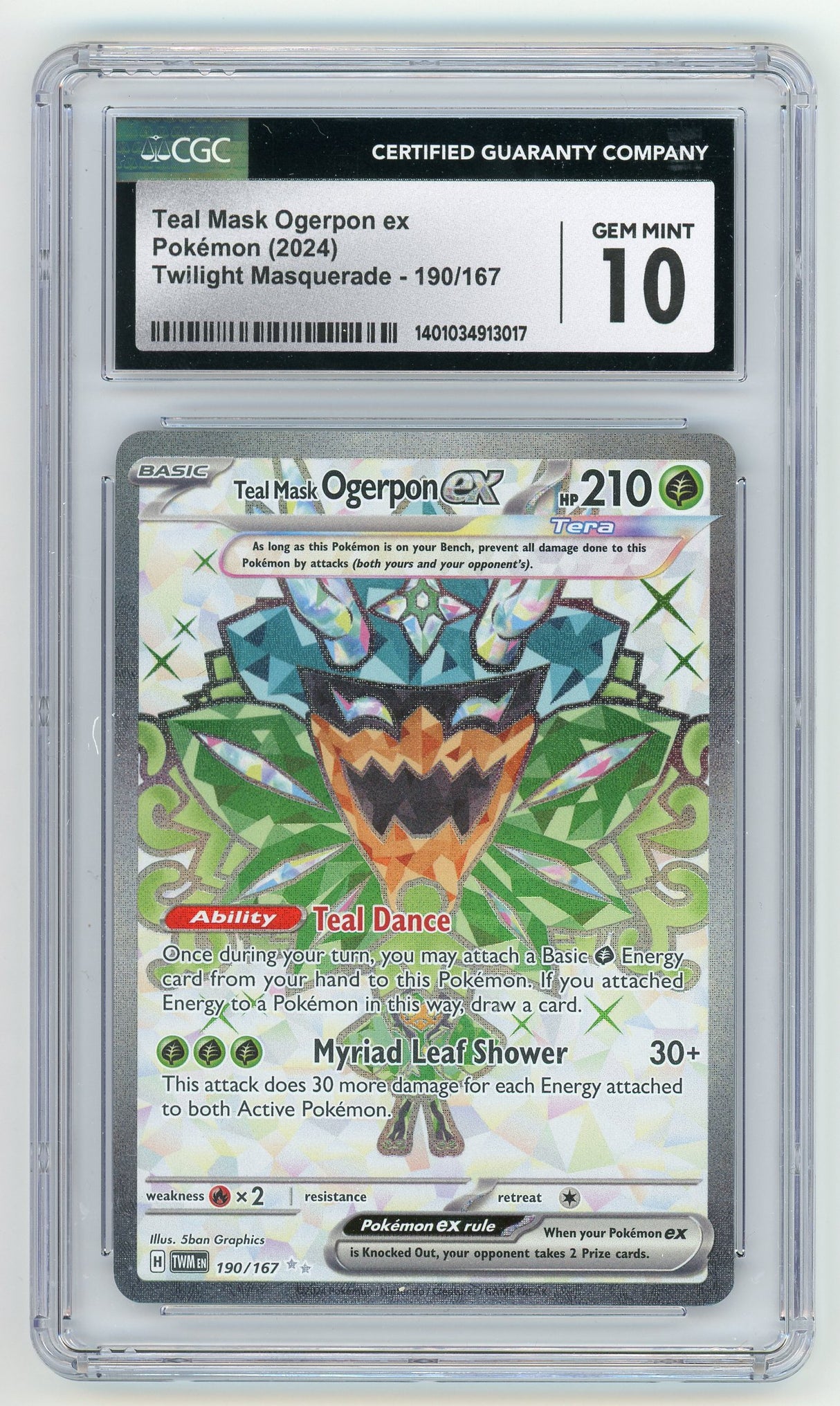 2024 Pokemon Teal Mask Ogerpon ex Twilight Maquerade #190 CGC 10