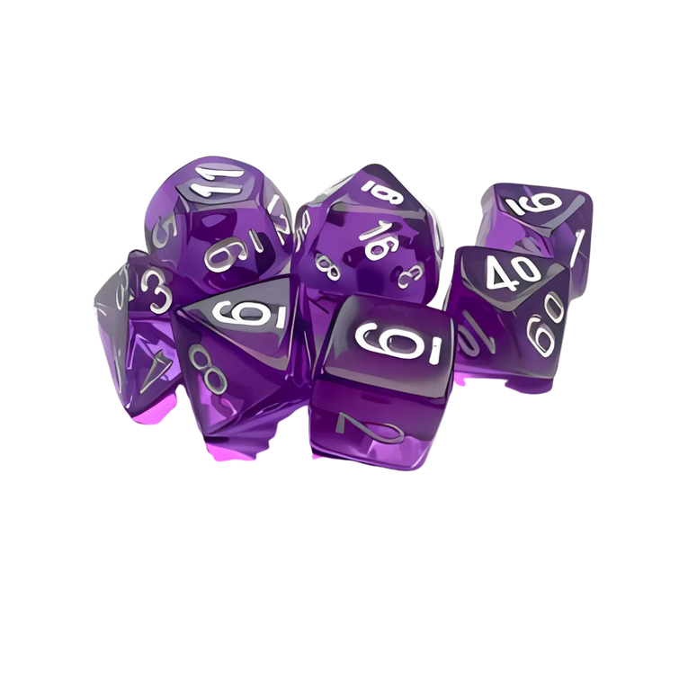 Chessex Translucent Mini 7 Die Set Purple/White