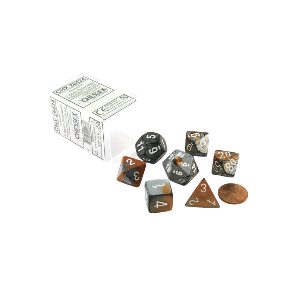 CHX26424 - Chessex 7 Die Set Copper/Steel Gemini