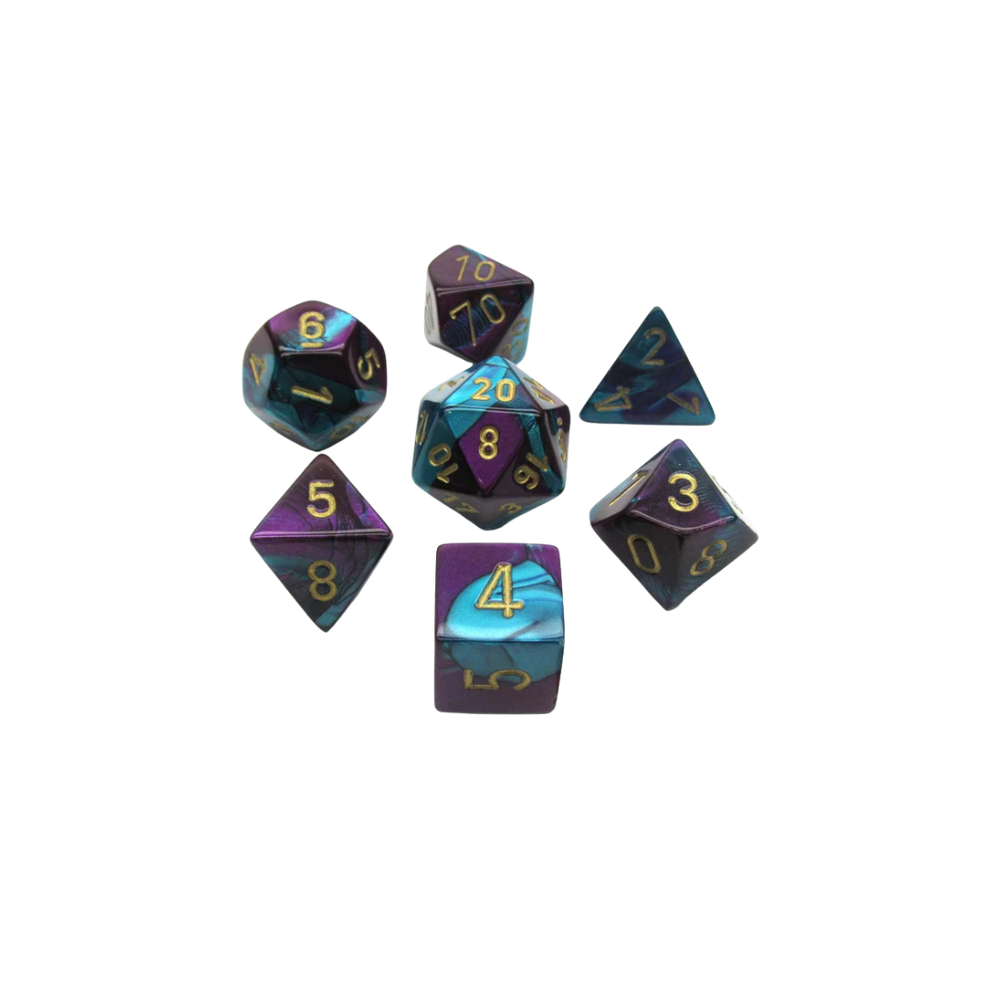 CHX26449 - Chessex 7 Die Set Purple Teal / Gold Die Gemini