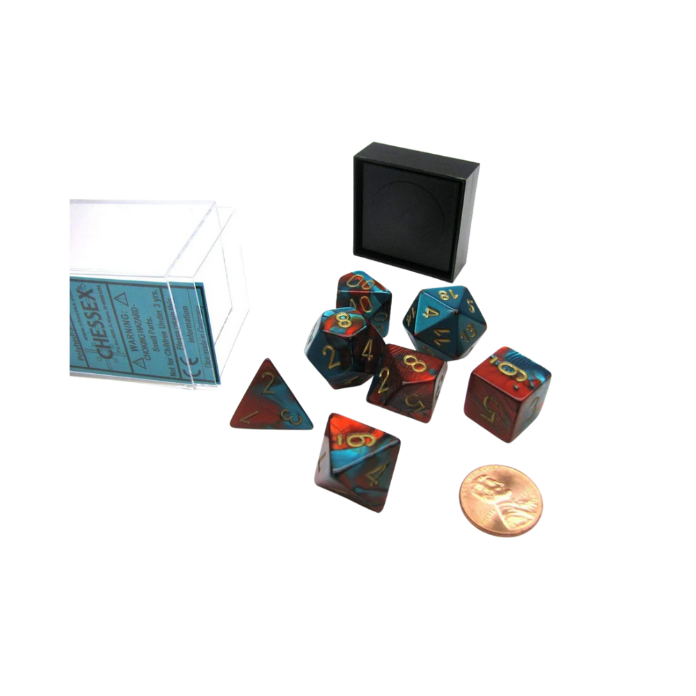 CHX26439 - Chessex 7 Die Set Black Green / Gold Gemini