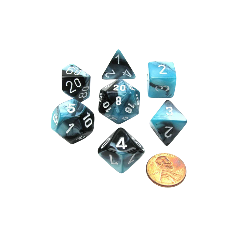 CHX26435 - Chessex 7 Die Set Black Blue/Gold Gemini