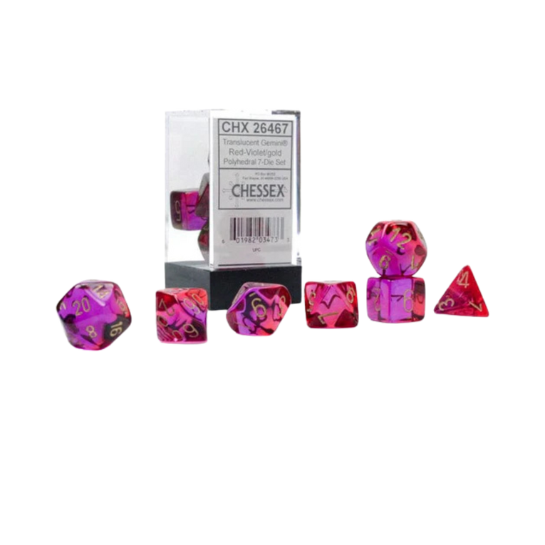 CHX26467 - Chessex 7 Die Set Gemini Translucent Red-Violet/Gold